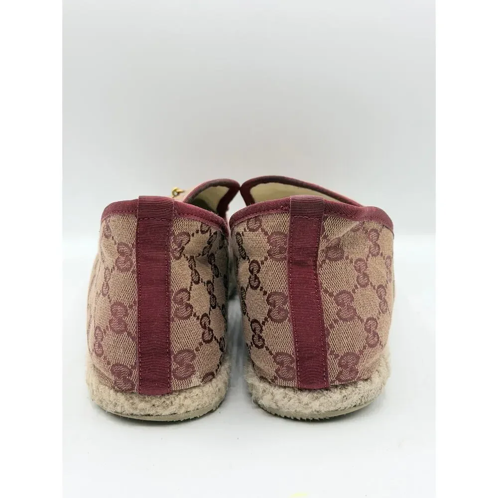 GUCCI GG Supreme Horsebit Monogram Espadrille Loafers Red Sz 10 $995